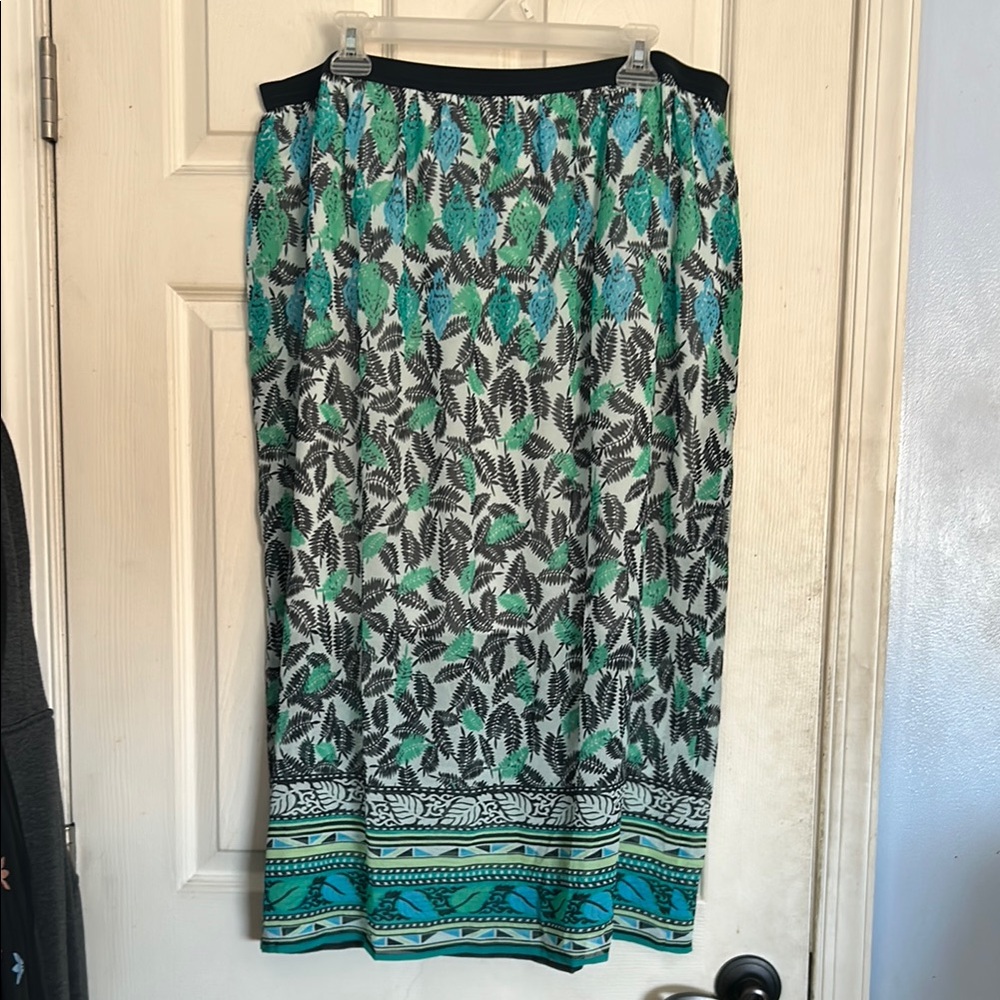 NWT J. Jill deep blue fern elastic waist pull on lined maxi skirt size medium - Picture 2 of 6